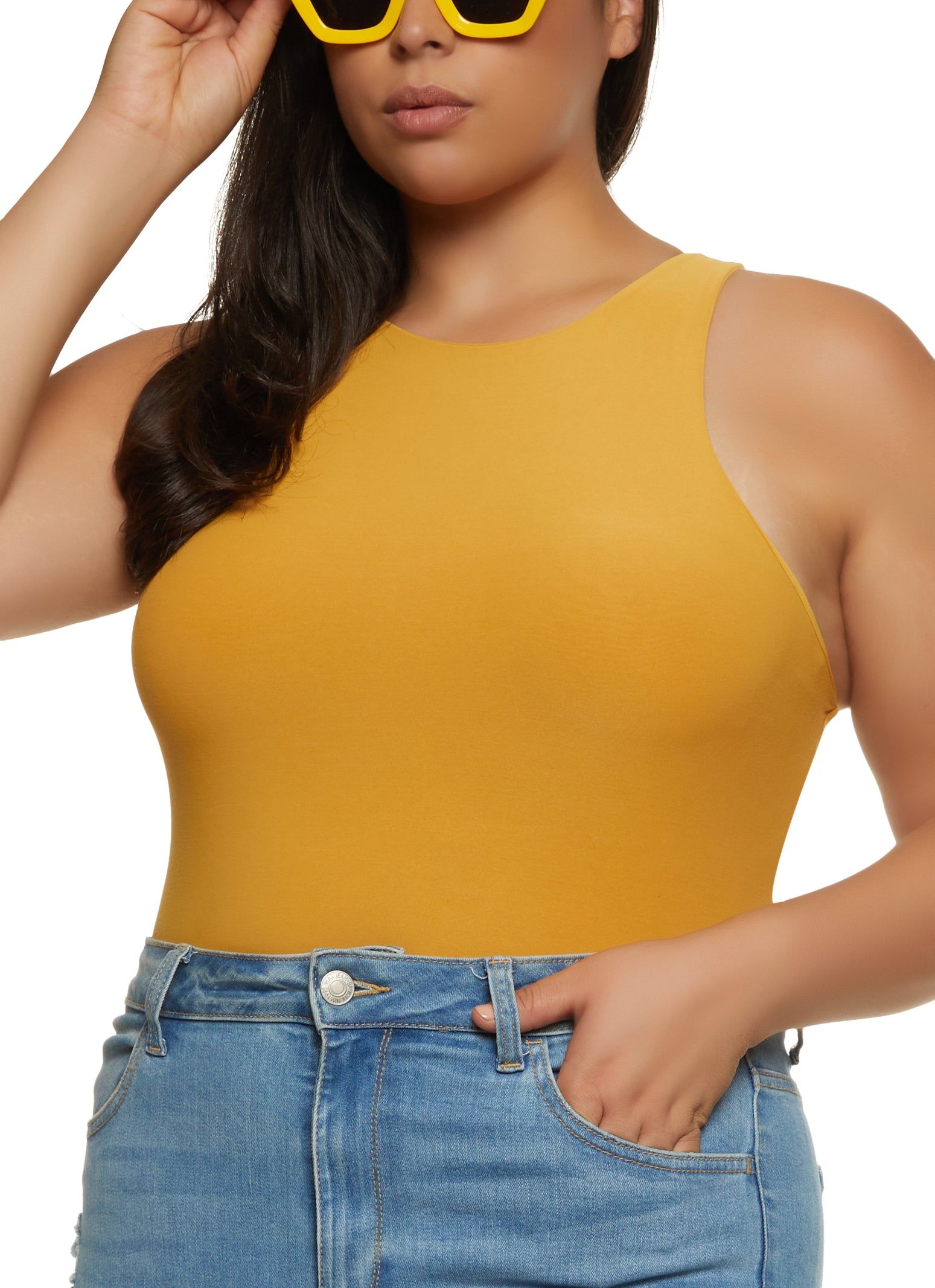 Plus Size Crew Neck Racerback Bodysuit sold by Rainbow product image thumbnail 2