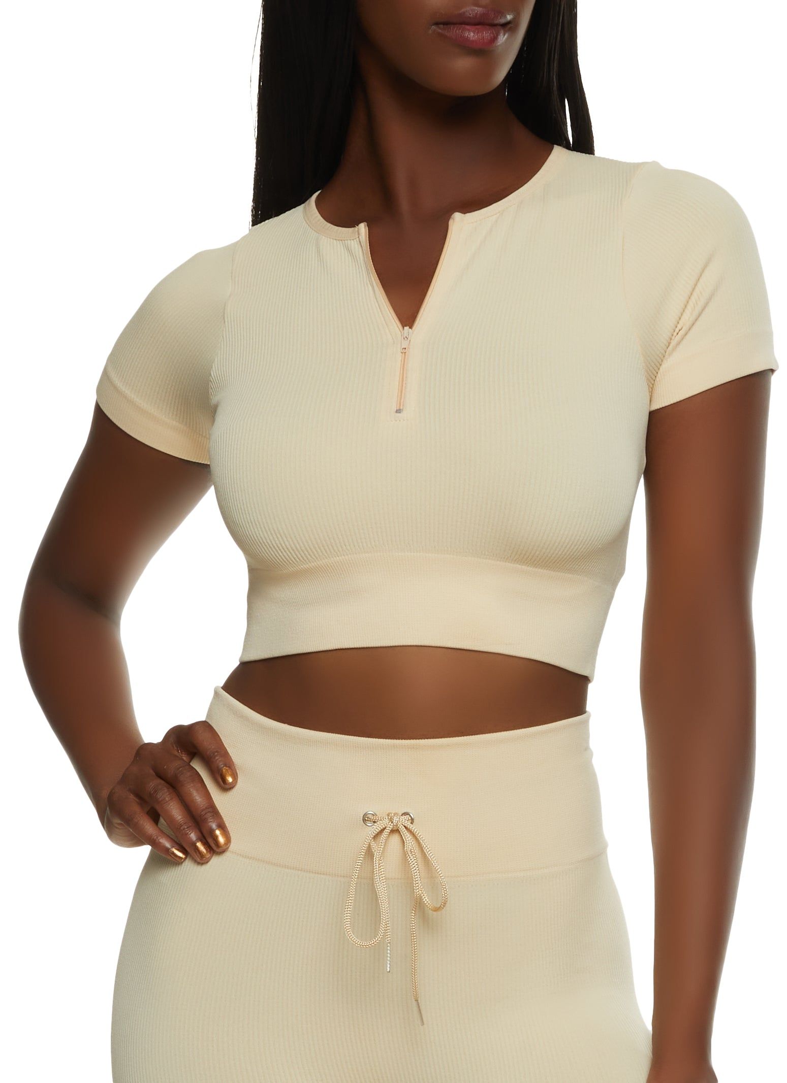 Seamless Half Zip Active Crop Top sold by Rainbow