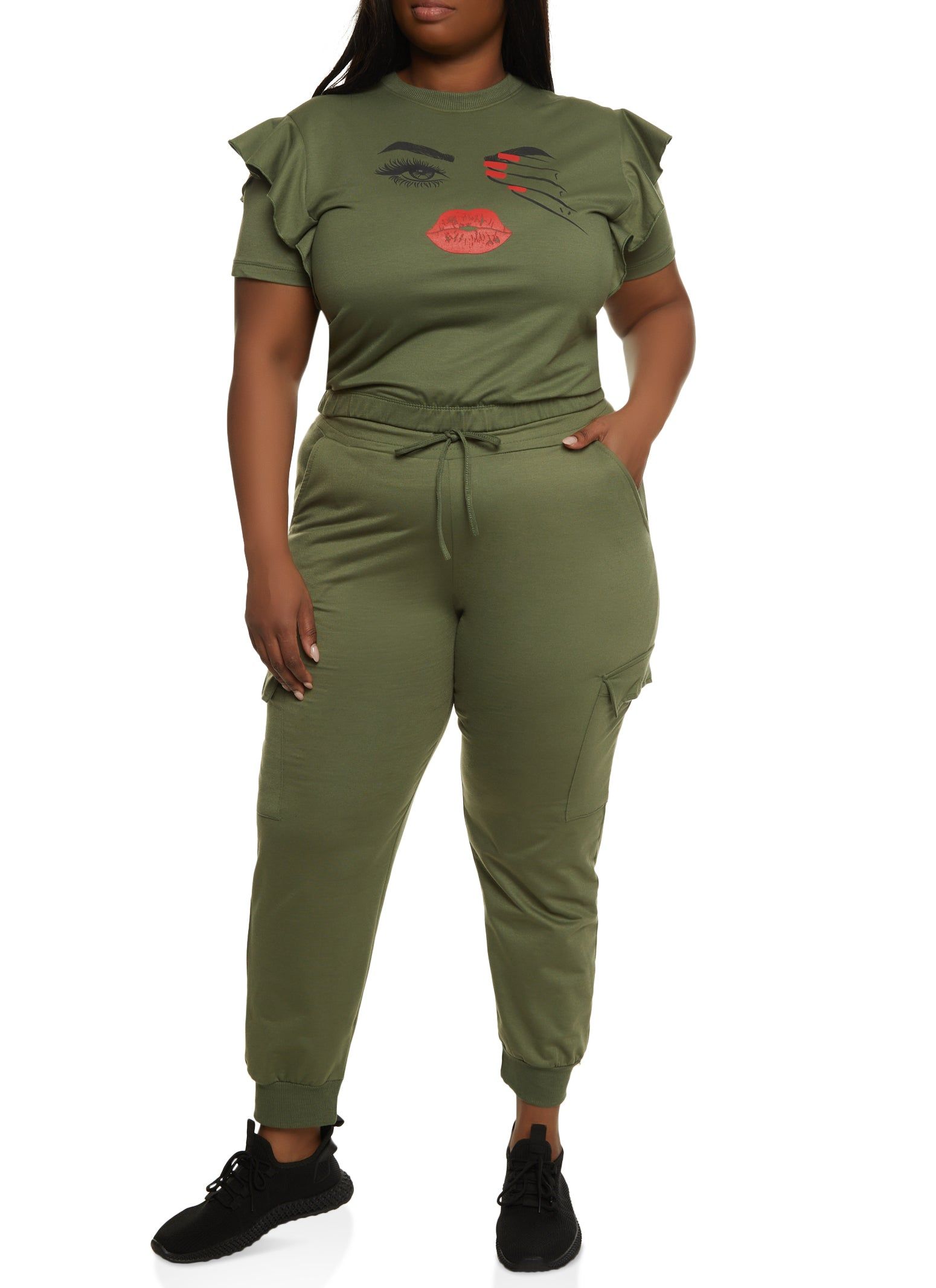 Plus Size Ruffle Short Sleeve Graphic T-Shirt sold by Rainbow product image thumbnail 2