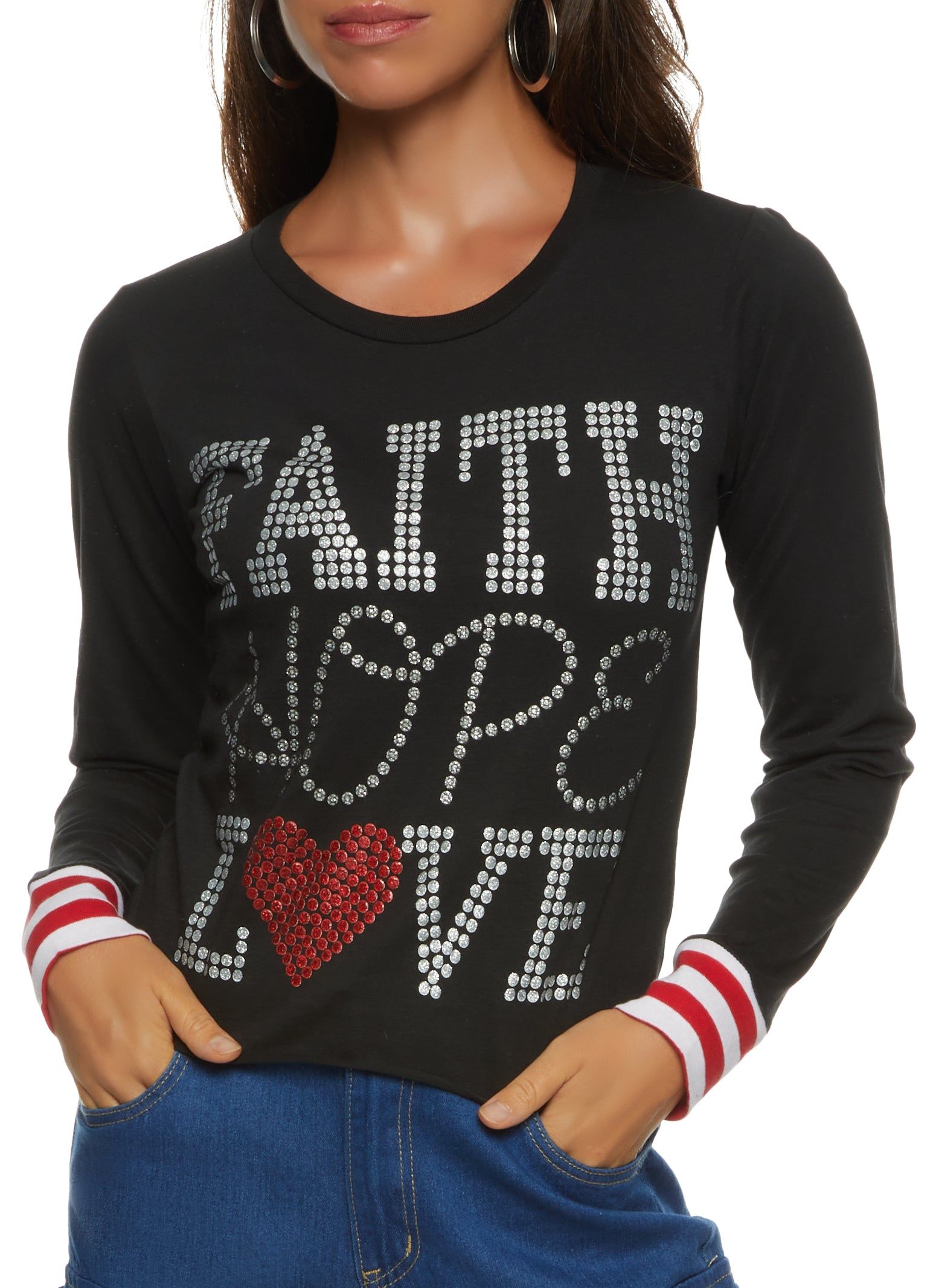 Faith Hope Love Glitter Graphic Tee sold by Rainbow