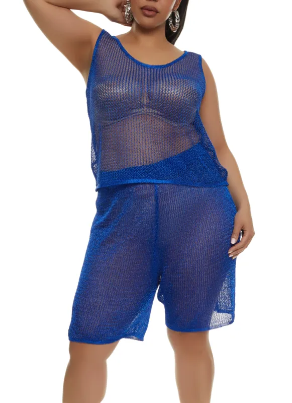 Plus Size Lurex Fishnet Tank Top sold by Rainbow