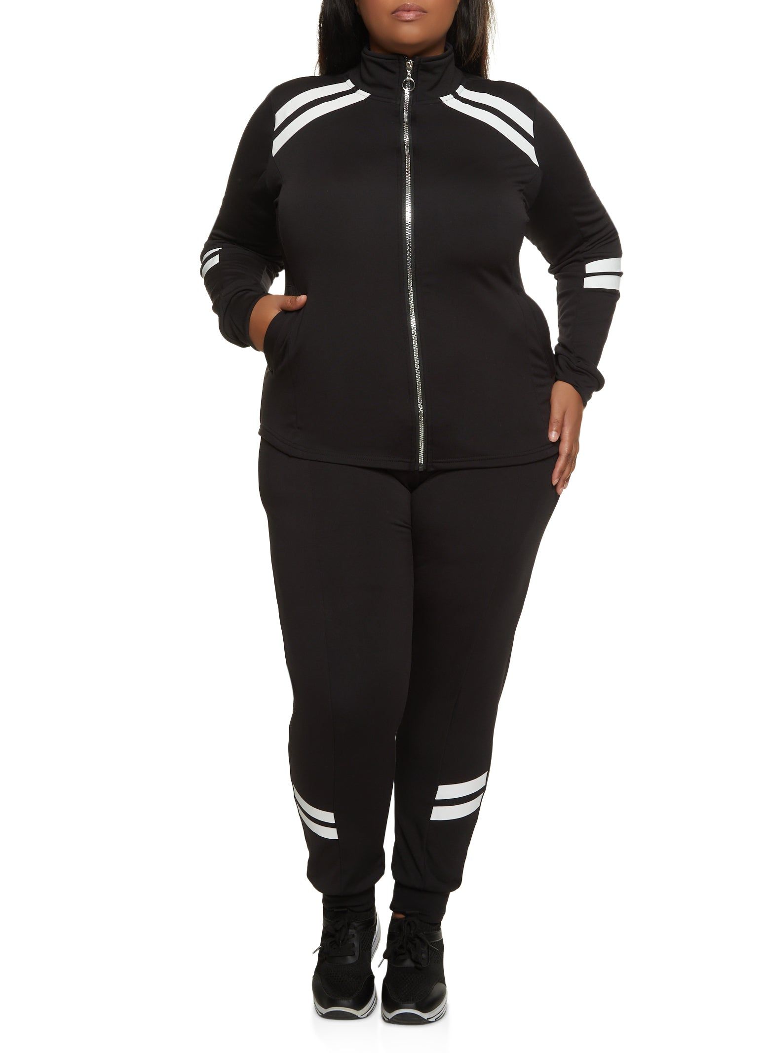 Plus Size Varsity Stripe Detail Track Jacket sold by Rainbow product image thumbnail 2