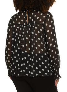 Plus Size Polka Dot Mock Neck Blouse sold by Rainbow