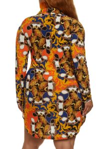 Plus Size Rope Status Print Button Front Shirt Dress sold by Rainbow