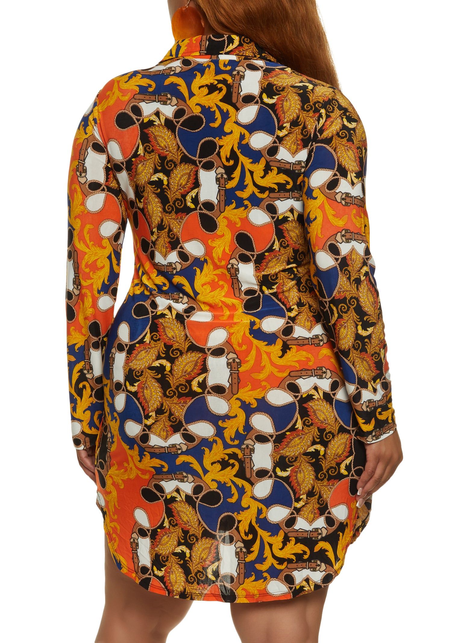 Plus Size Rope Status Print Button Front Shirt Dress sold by Rainbow product image thumbnail 3