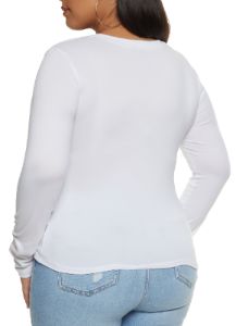 Plus Size Long Sleeve Keyhole Zip Front Top sold by Rainbow