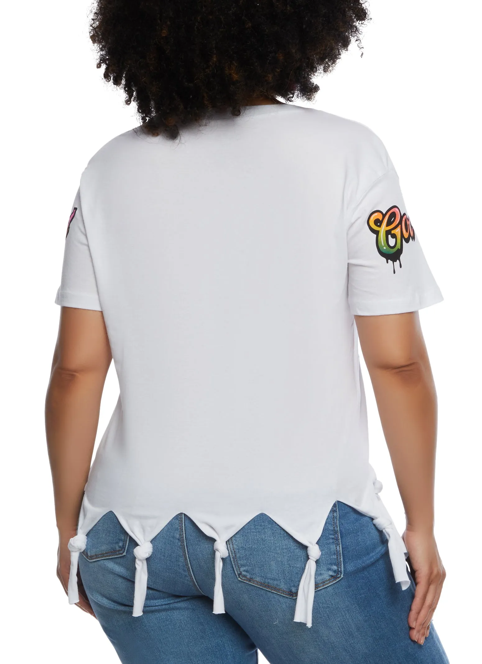 Plus Size God Above All Else Knot Fringe Tee sold by Rainbow product image thumbnail 3