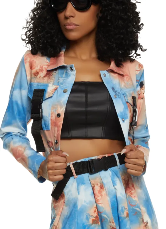 Release Buckle Strap Patterned Shacket sold by Rainbow