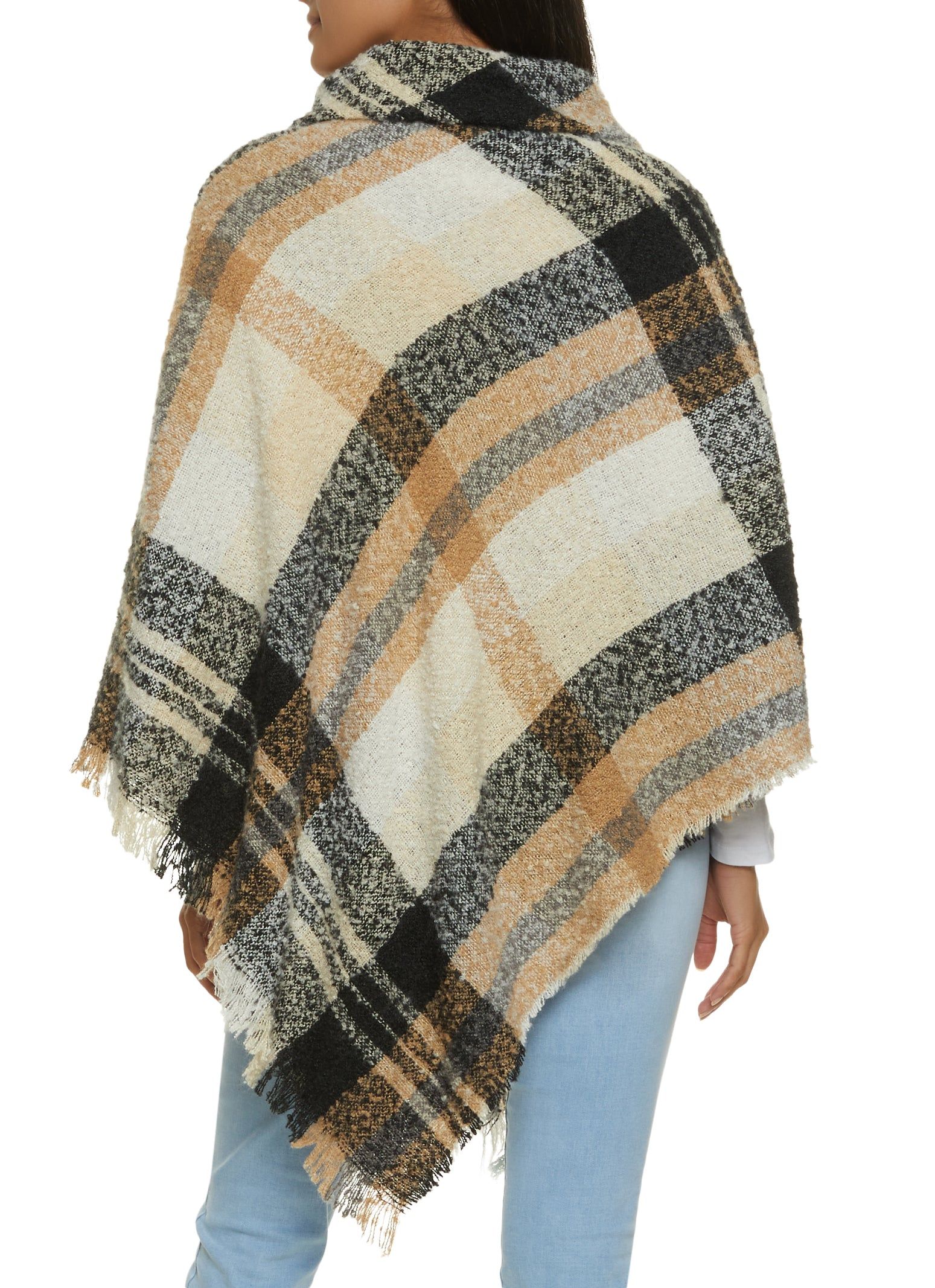 Plaid Horn Button Detail Poncho sold by Rainbow product image thumbnail 6