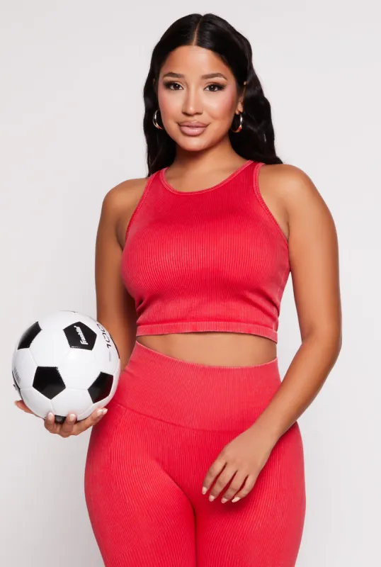 Daisy Acid Wash Ribbed Crew Neck Tank Top sold by Rainbow