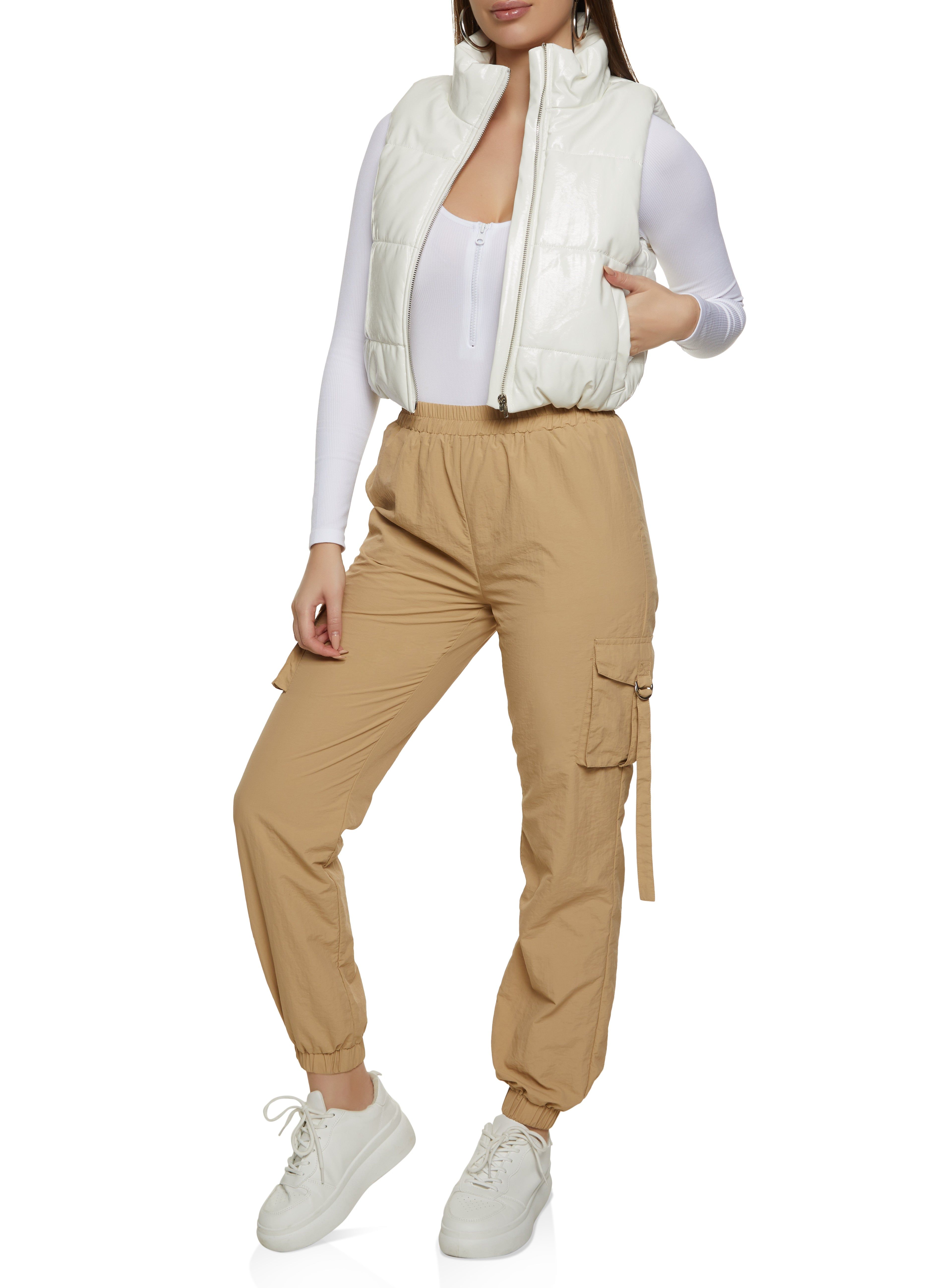 Cropped Faux Patent Leather Puffer Vest sold by Rainbow product image thumbnail 2