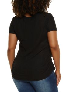 Plus Size Rhinestone Heel Patch Graphic Tee sold by Rainbow