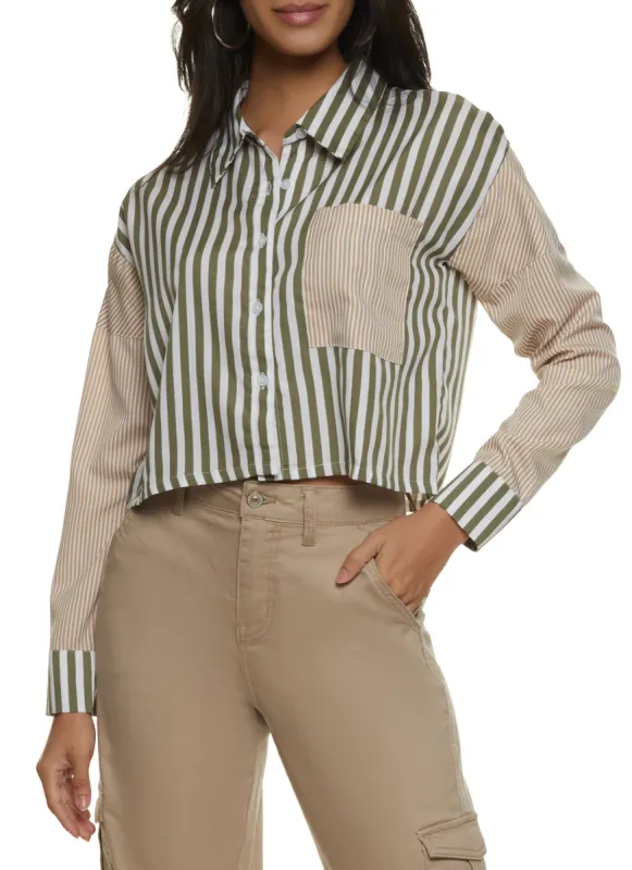 Color Block Striped Button Front Shirt sold by Rainbow