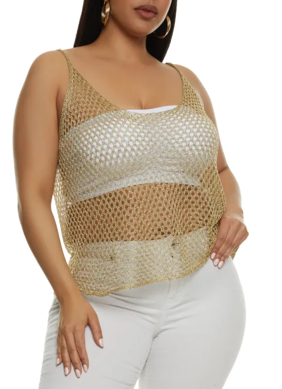 Plus Size Lurex Fishnet Tank Top sold by Rainbow