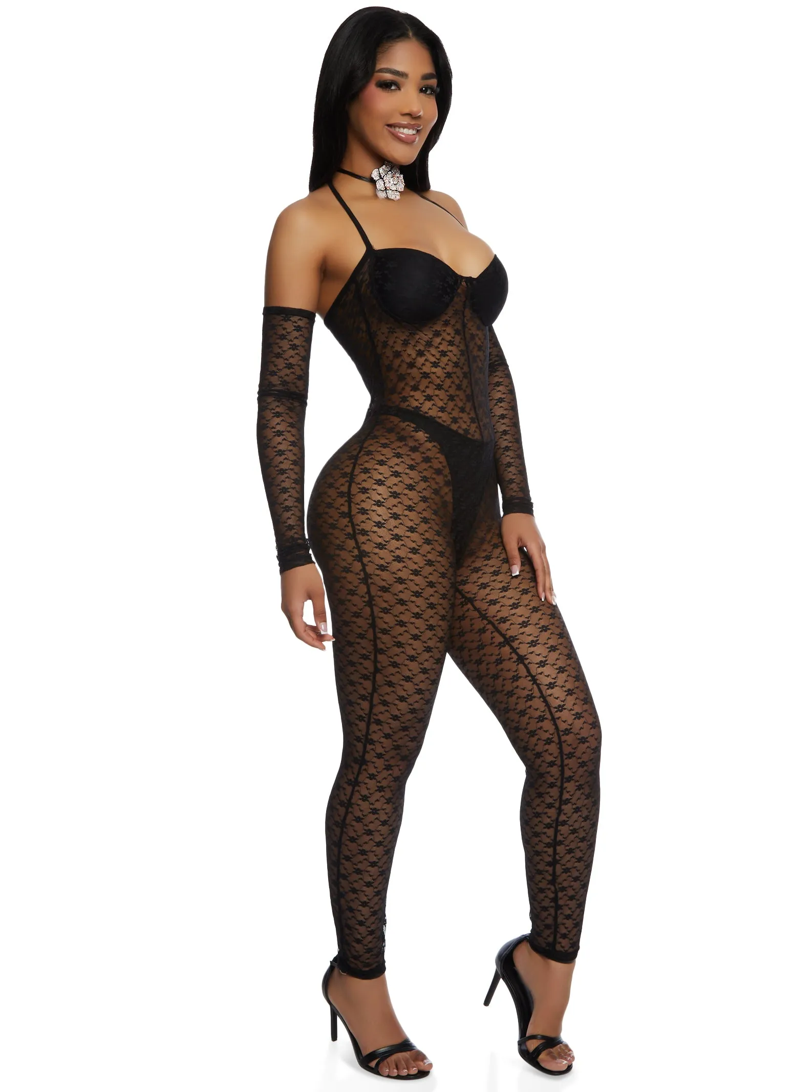 Patterned Lace Halter Jumpsuit sold by Rainbow product image thumbnail 2