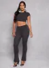 Ribbed Knit Cropped Tee sold by Rainbow