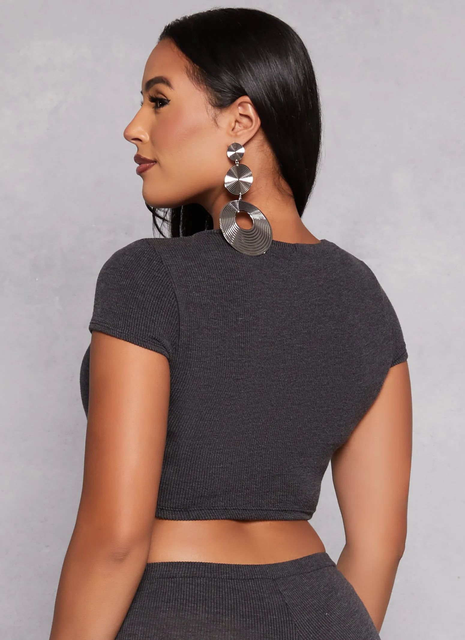 Ribbed Knit Cropped Tee sold by Rainbow product image thumbnail 3