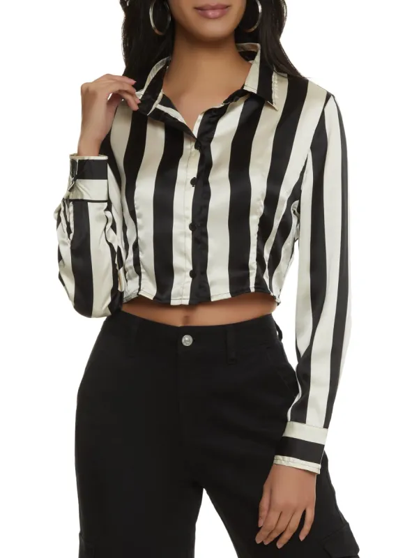 Satin Stripe Button Front Shirt sold by Rainbow