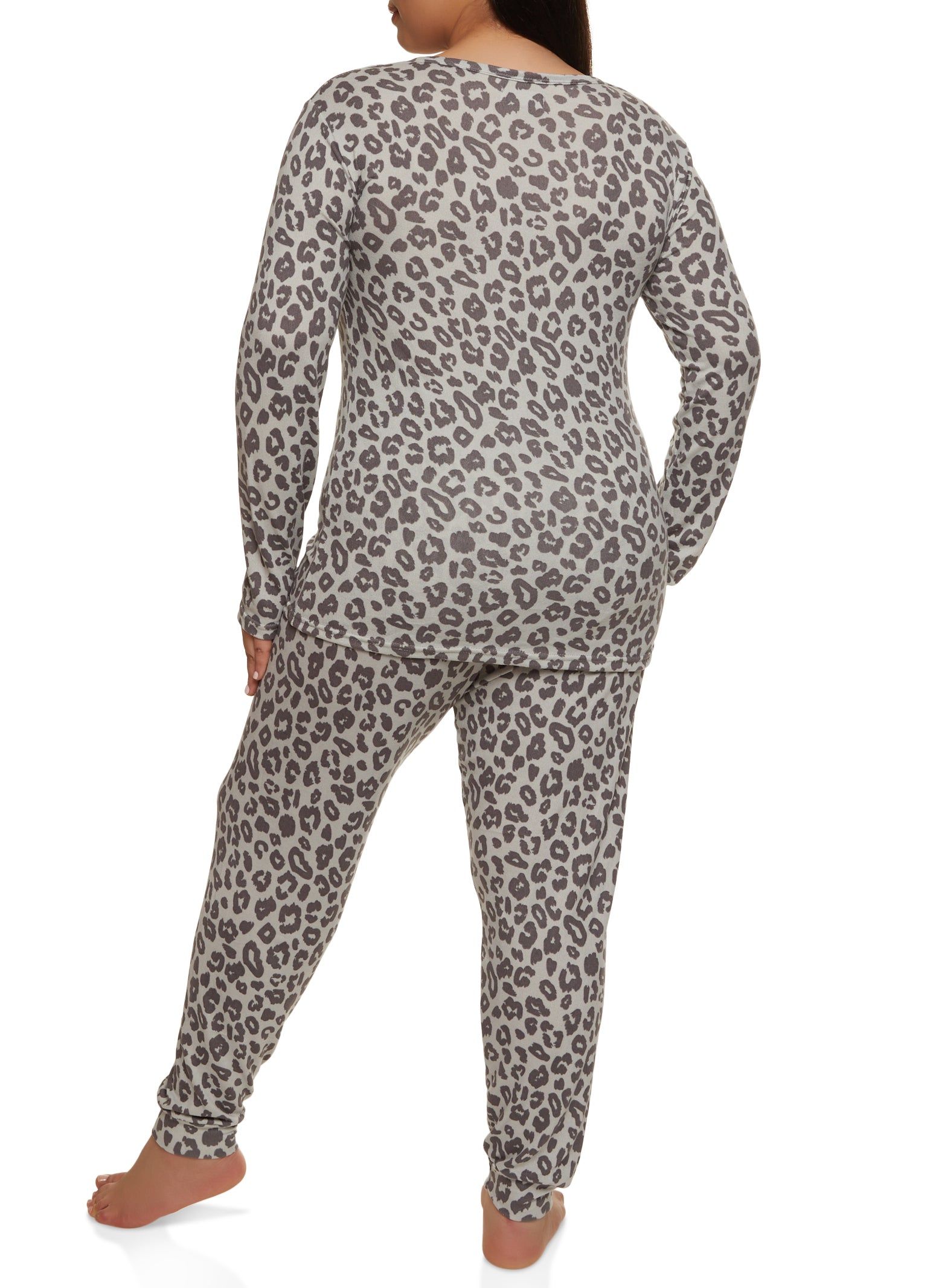 Plus Size Leopard Print Long Sleeve Pajama Top and Pants sold by Rainbow product image thumbnail 3