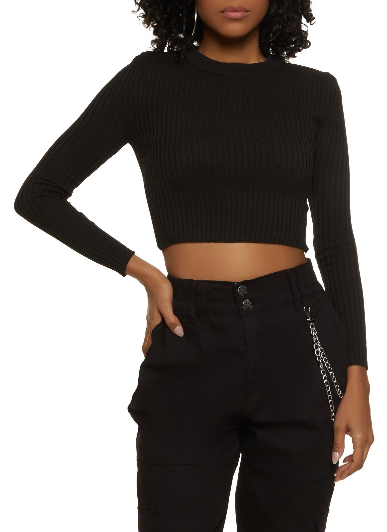 Ribbed Knit Lace Up Back Crop Top sold by Rainbow product image thumbnail 2