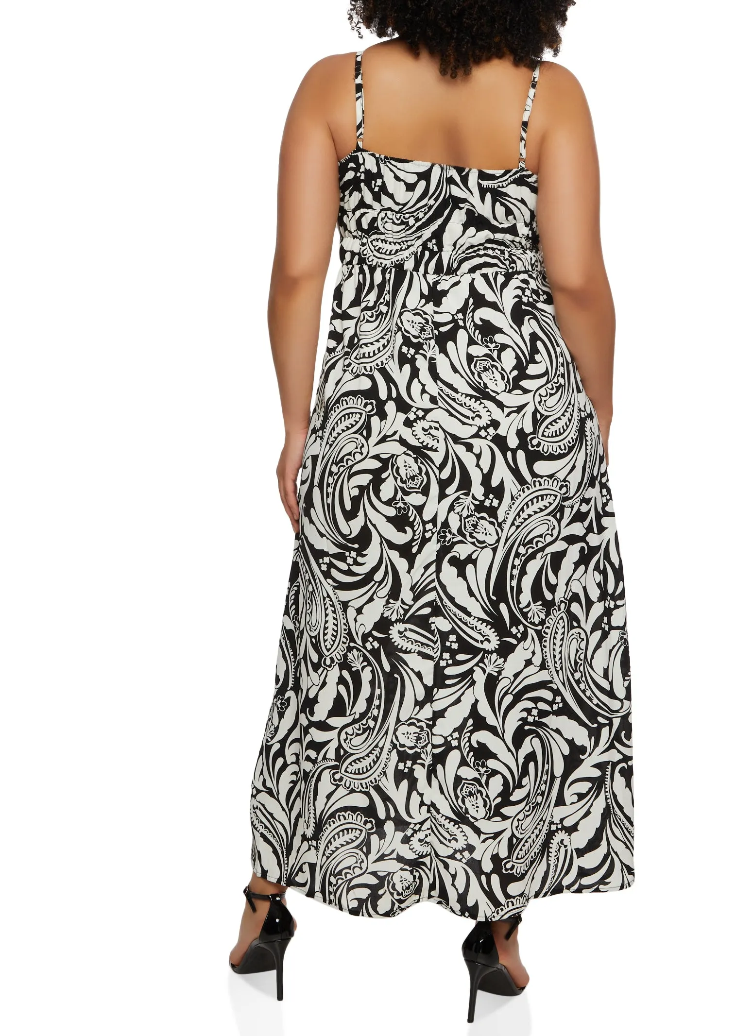 Plus Size Paisley Print Smocked Waist Maxi Dress sold by Rainbow product image thumbnail 3