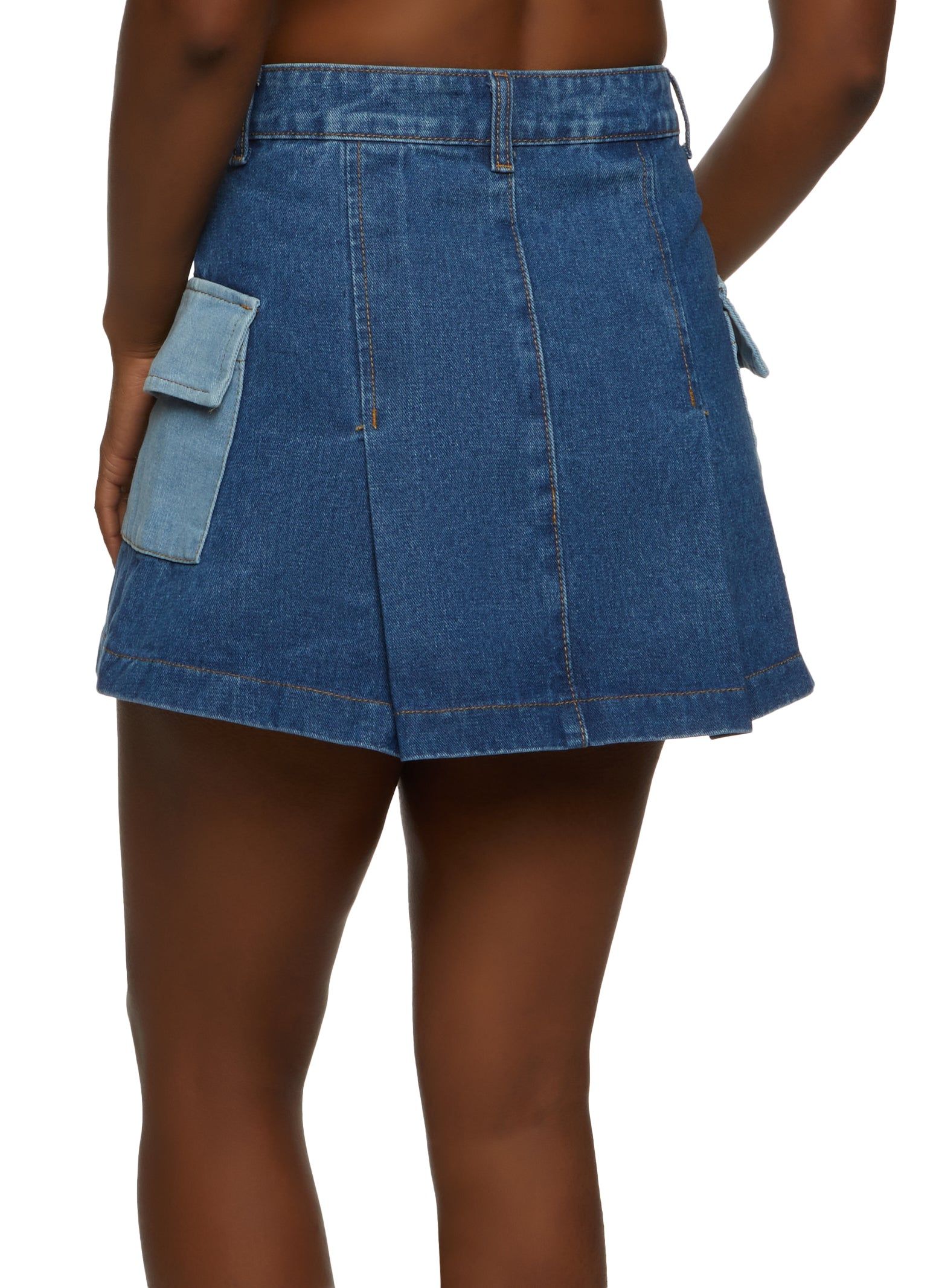 Pleated Denim Cargo Mini Skirt sold by Rainbow product image thumbnail 2