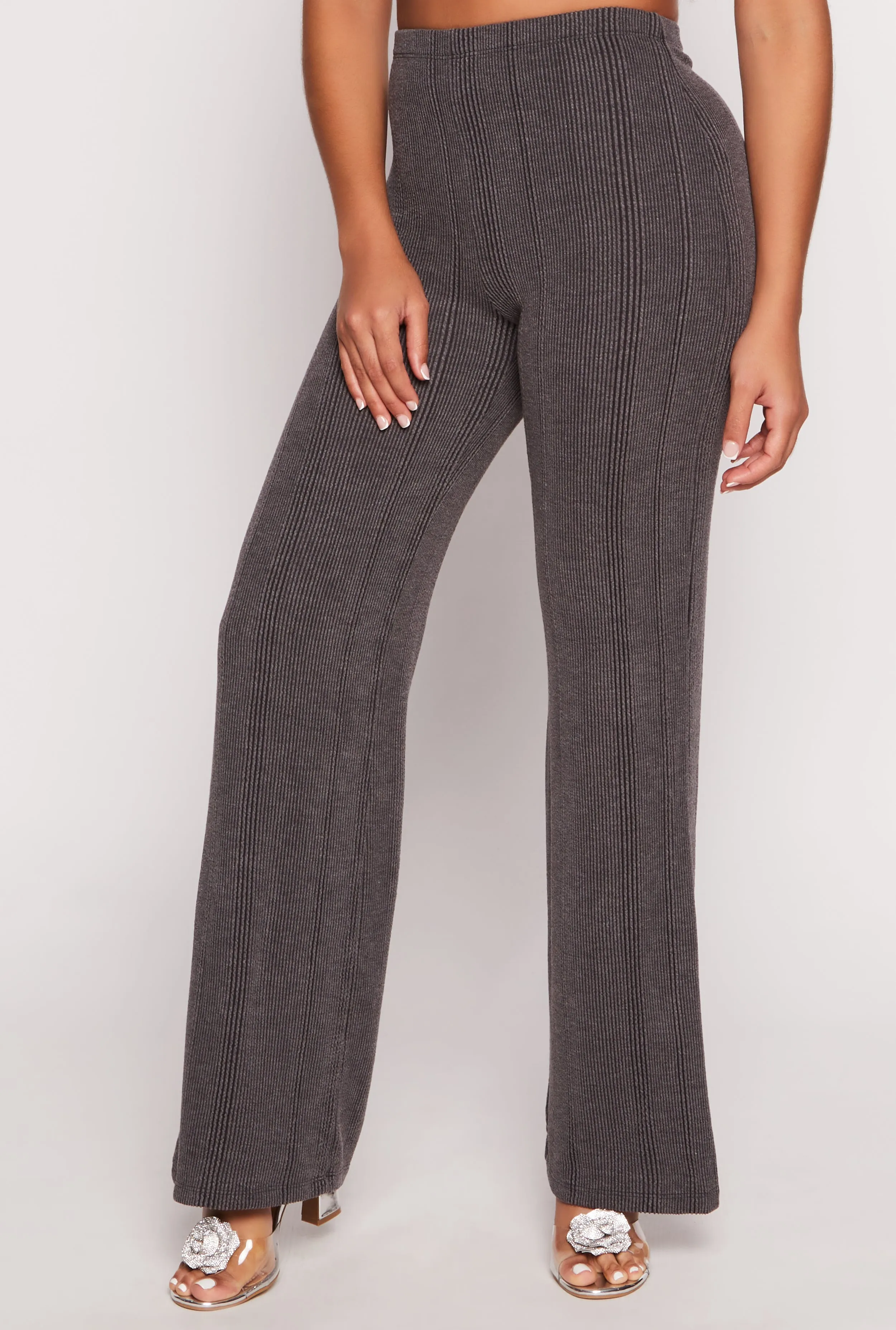 Ribbed Knit Wide Leg High Waist Pants sold by Rainbow product image thumbnail 2