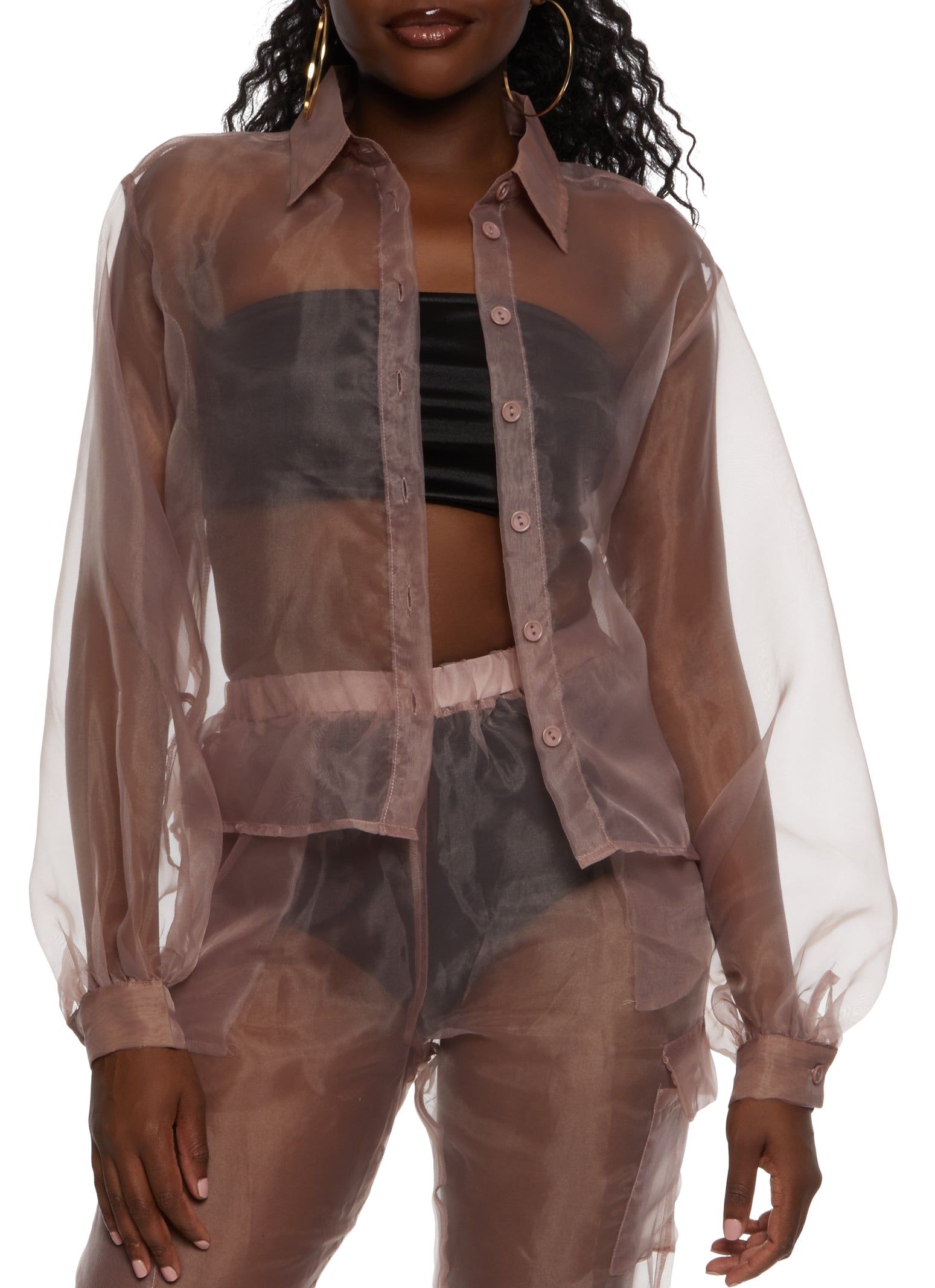 Organza Button Down Shirt sold by Rainbow