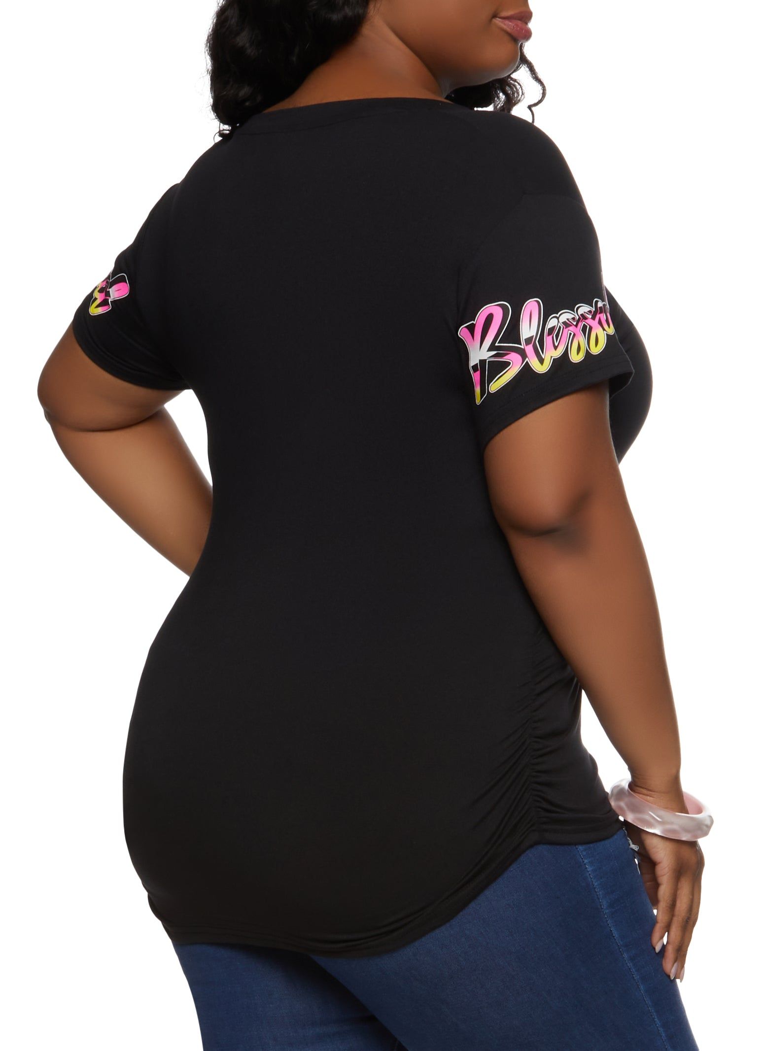 Plus Size Blessed Checkered Graphic Tee sold by Rainbow product image thumbnail 2
