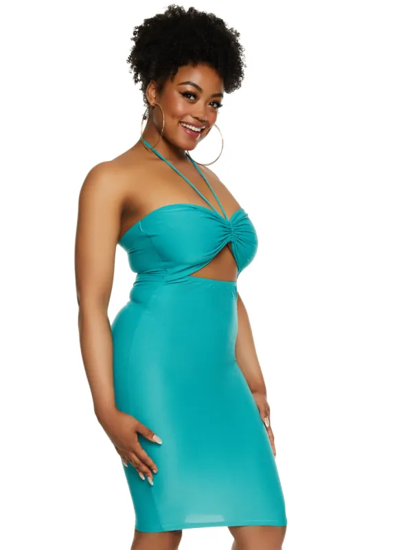 Plus Size Almost Famous Cut Out Halter Dress sold by Rainbow
