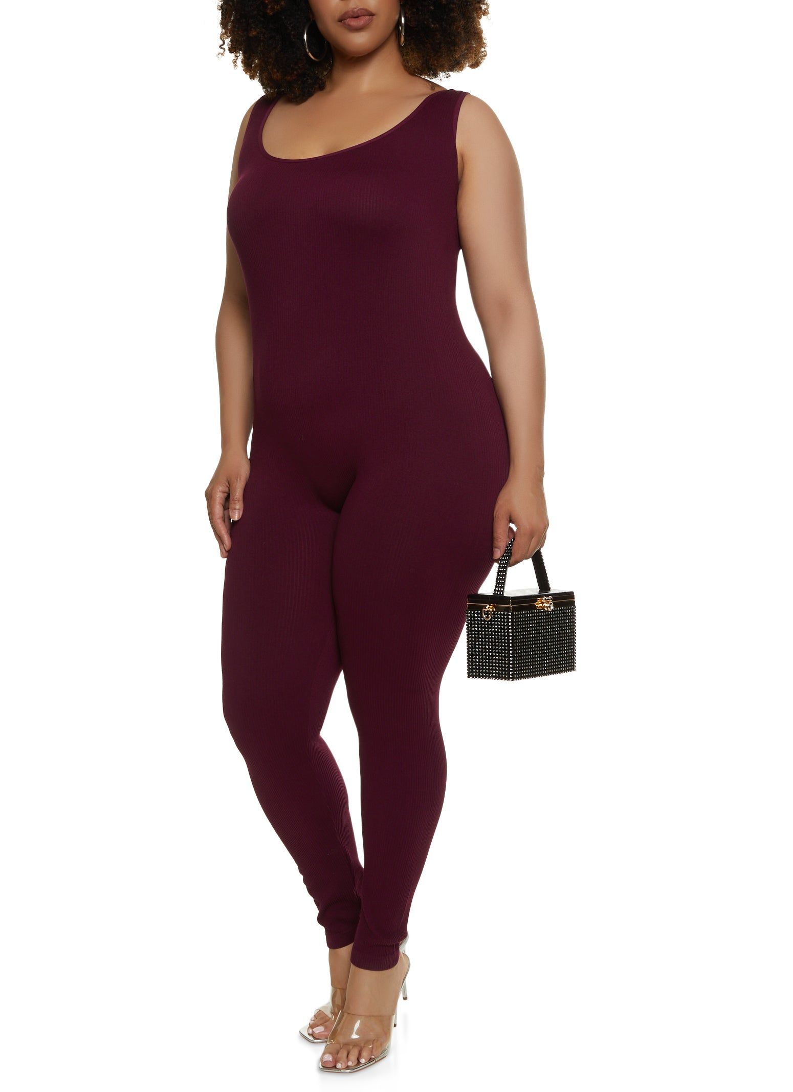 Plus Size Seamless Scoop Neck Catsuit sold by Rainbow
