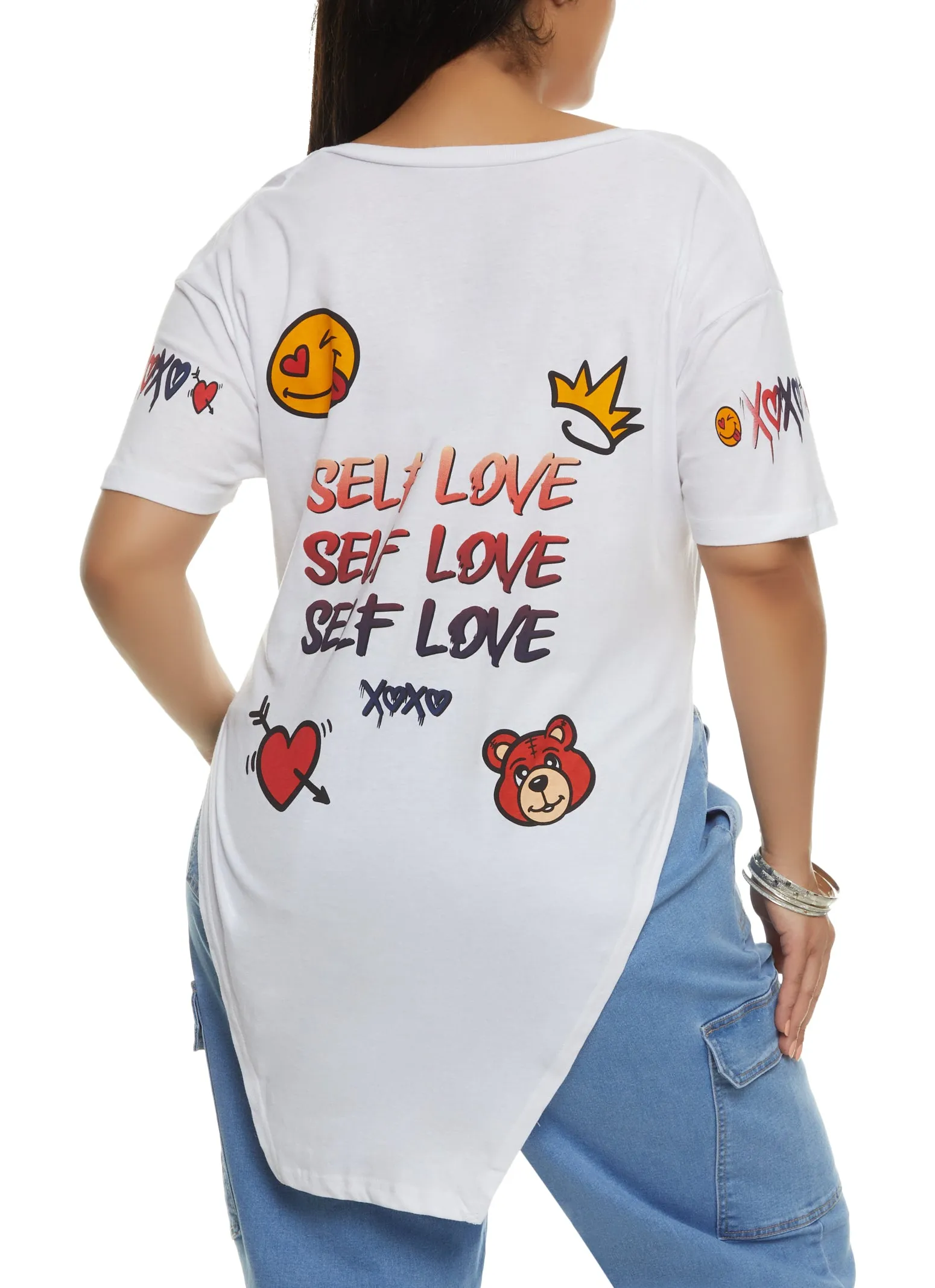 Plus Size Self Love Hanky Hem Back Graphic Tee sold by Rainbow product image thumbnail 2