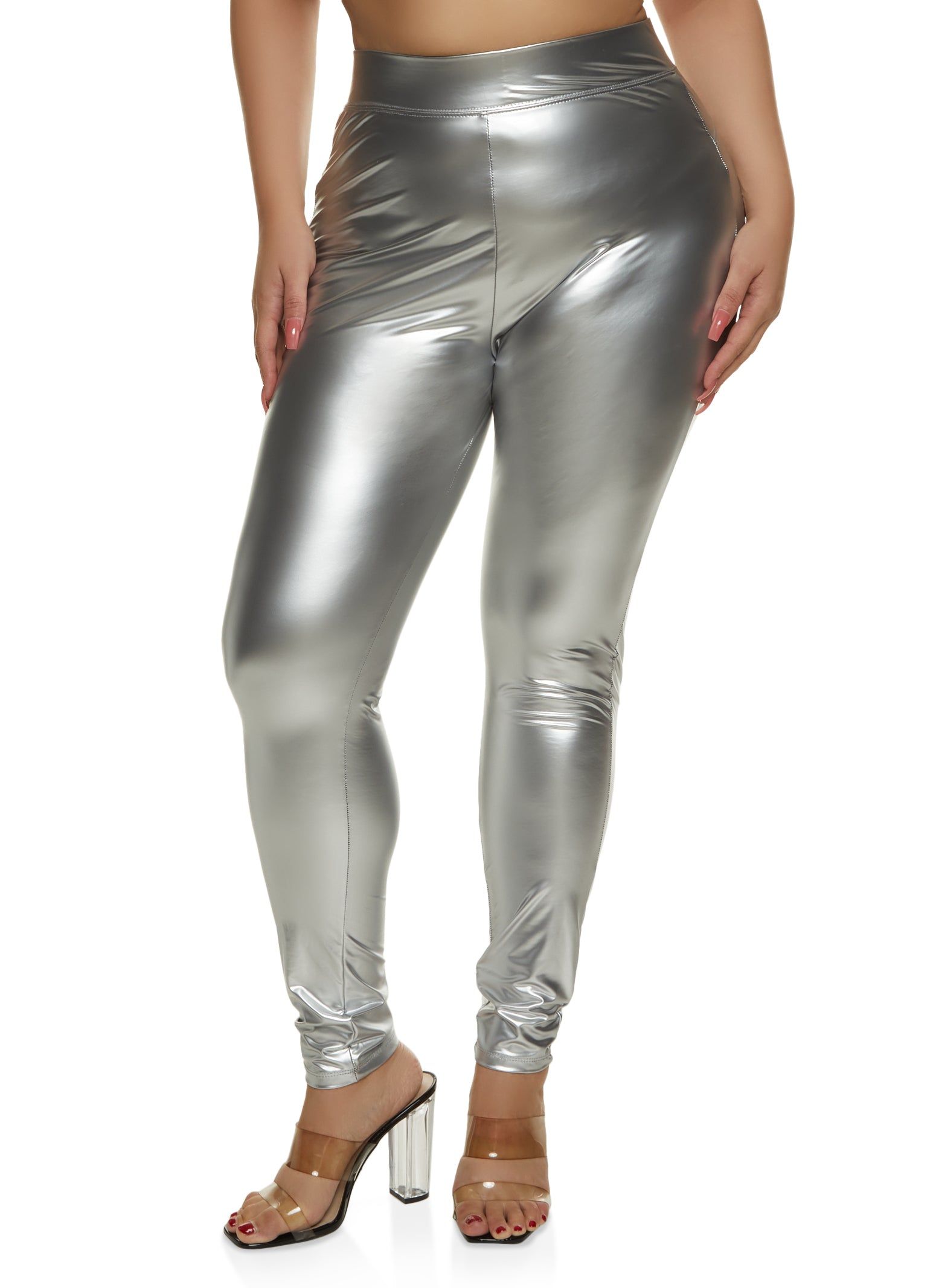 Plus Size High Waist PU Leather Leggings sold by Rainbow