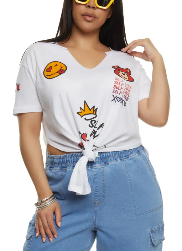 Plus Size Self Love Hanky Hem Back Graphic Tee sold by Rainbow