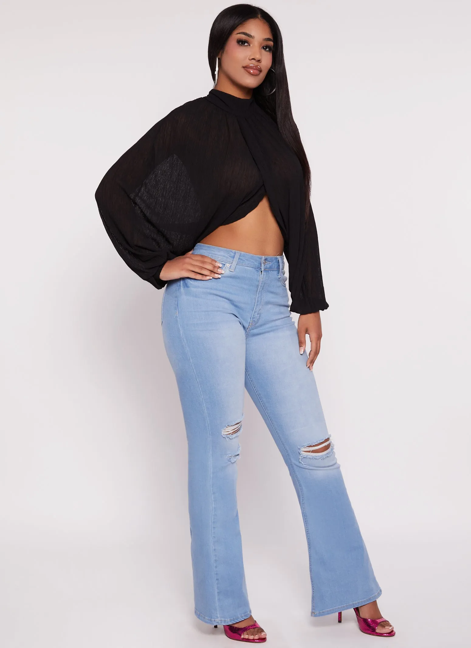 Mock Neck Tulip Hem Blouse sold by Rainbow product image thumbnail 2