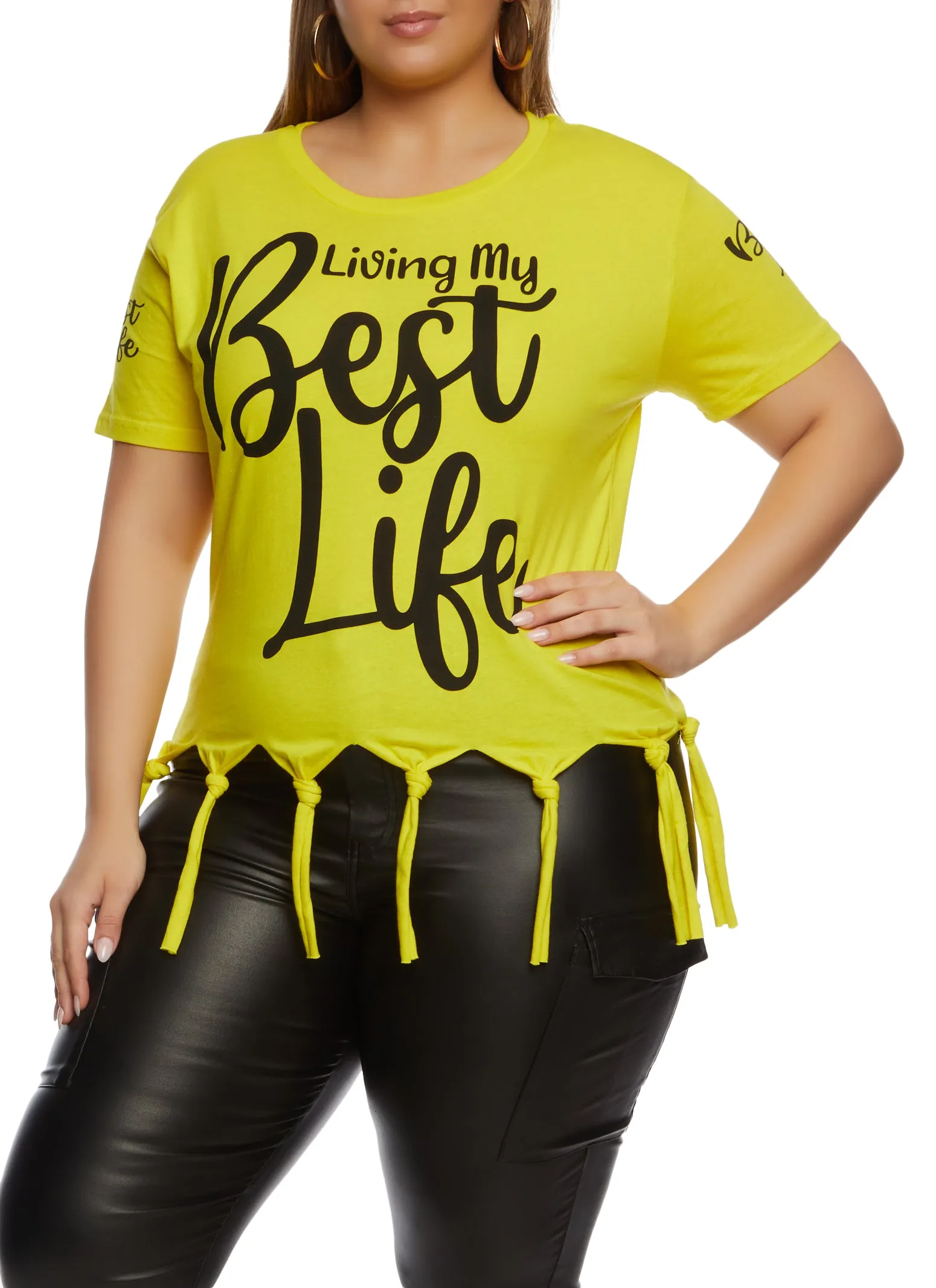 Plus Size Living My Best Life Knot Hem Graphic Tee sold by Rainbow product image thumbnail 2