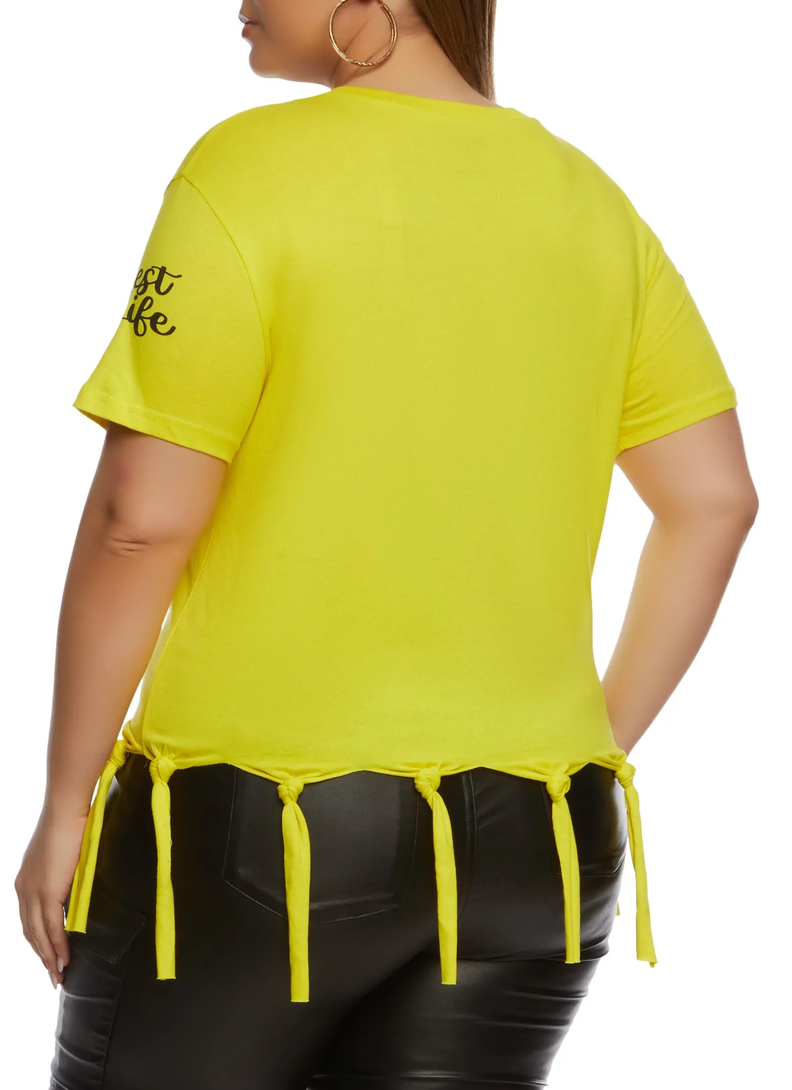 Plus Size Living My Best Life Knot Hem Graphic Tee sold by Rainbow product image thumbnail 3