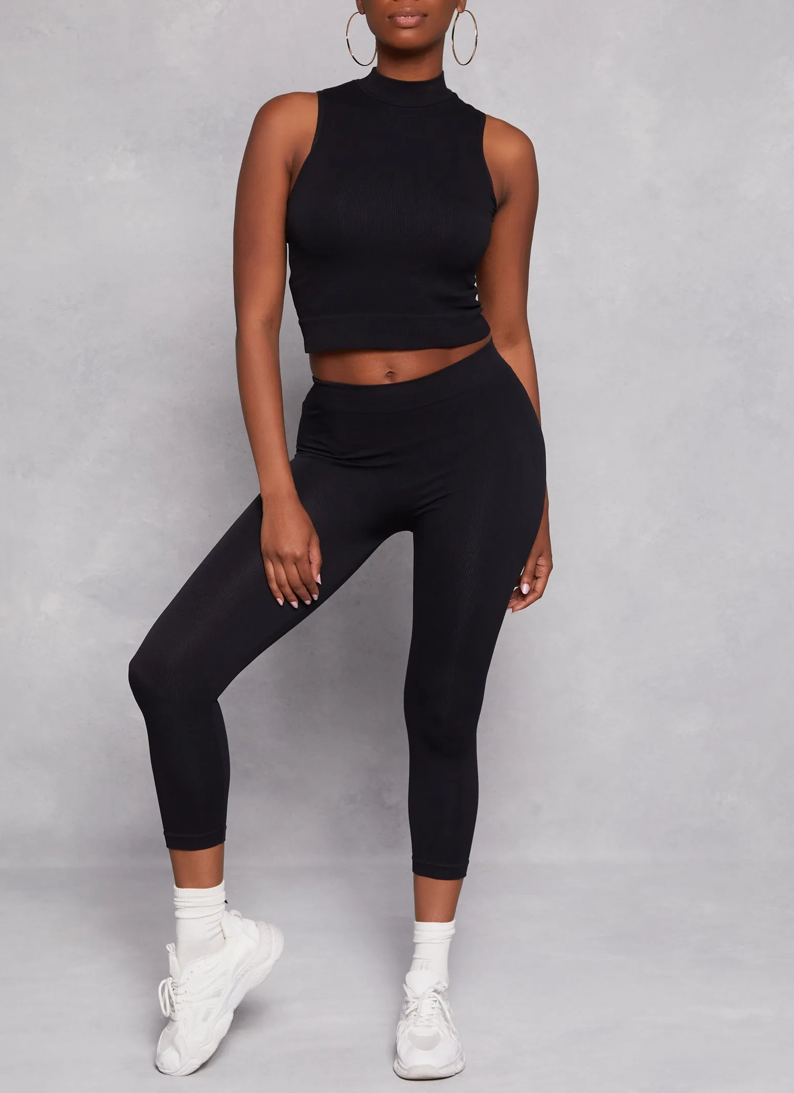 Seamless Mock Neck Crop Top and Leggings sold by Rainbow product image thumbnail 2