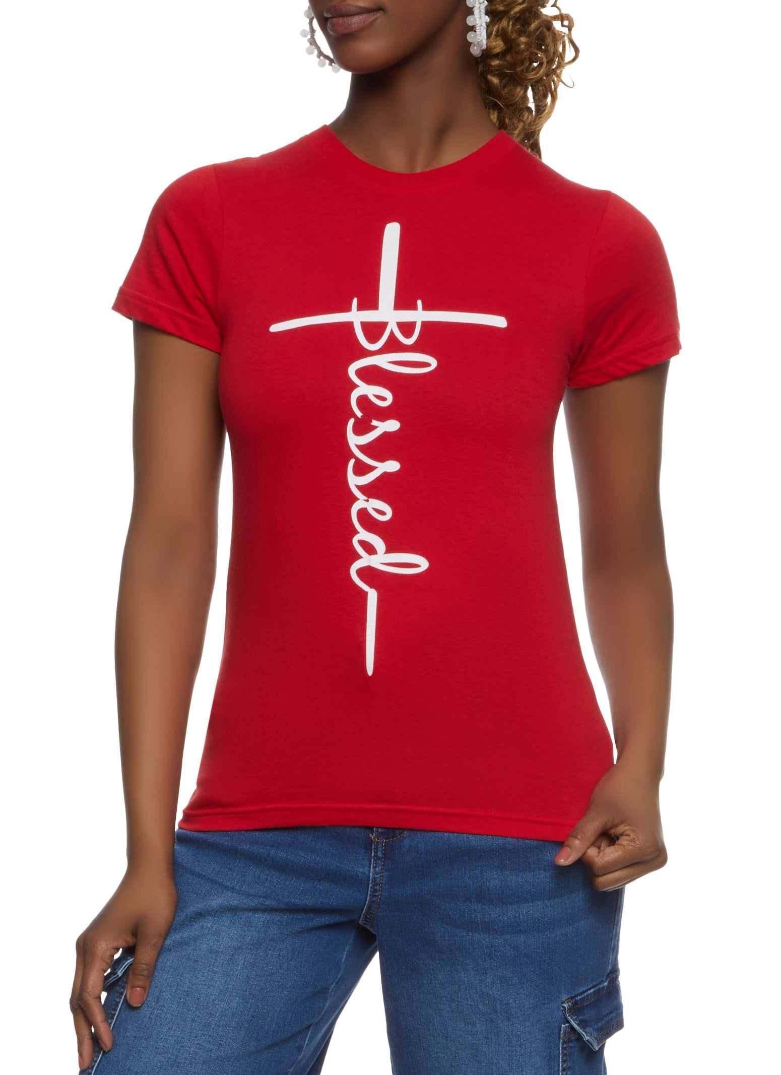 Stay Blessed Short Sleeve Back Graphic Tee sold by Rainbow