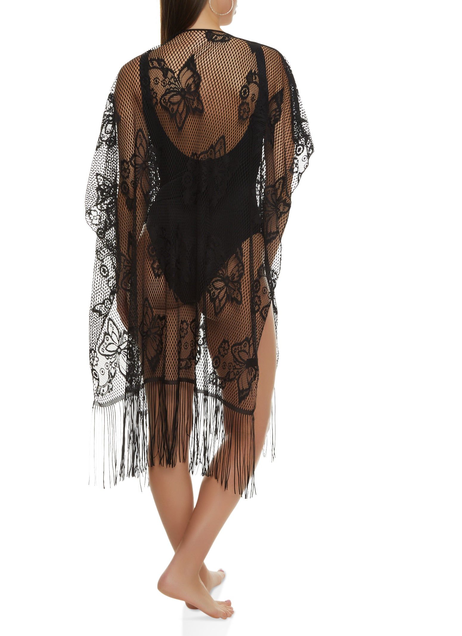 Butterfly Lace Fringe Hem Swim Cover Up sold by Rainbow product image thumbnail 2