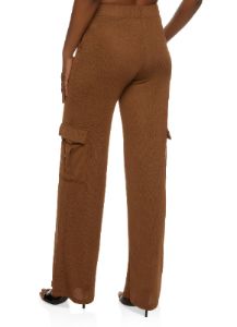 Brushed Knit Cargo Pocket Wide Leg Pants sold by Rainbow