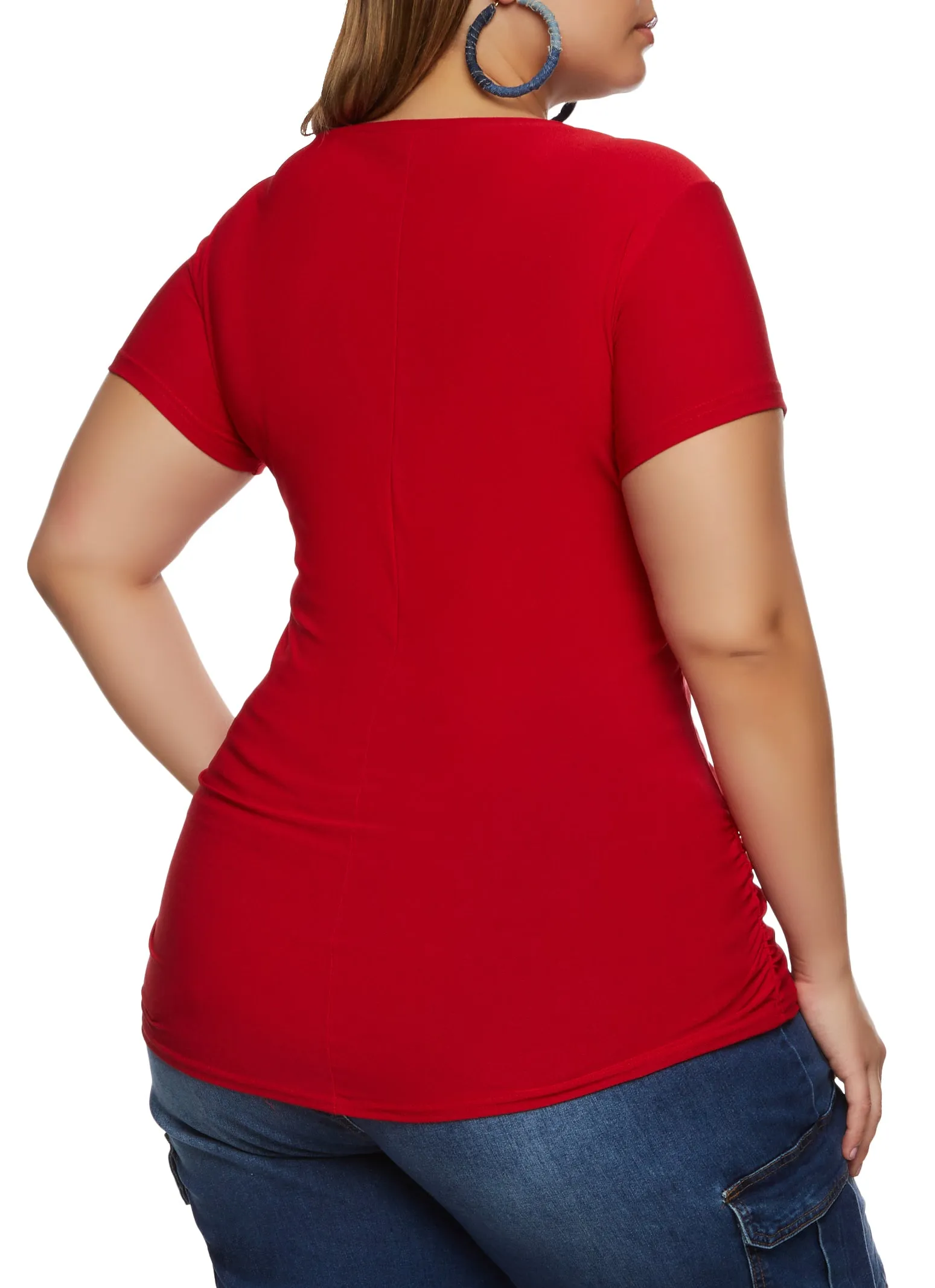 Plus Size Ruched Side V Neck T Shirt sold by Rainbow product image thumbnail 2