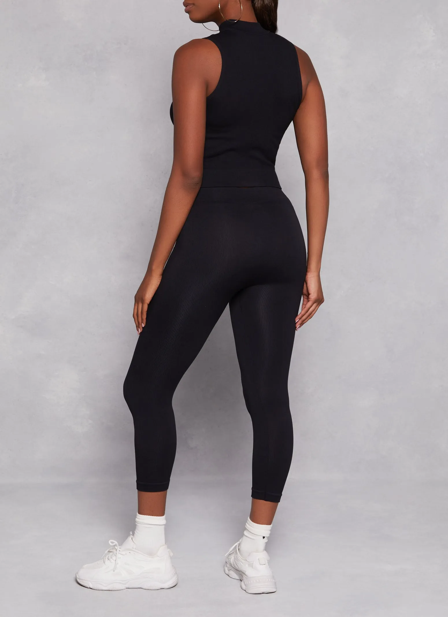 Seamless Mock Neck Crop Top and Leggings sold by Rainbow product image thumbnail 3