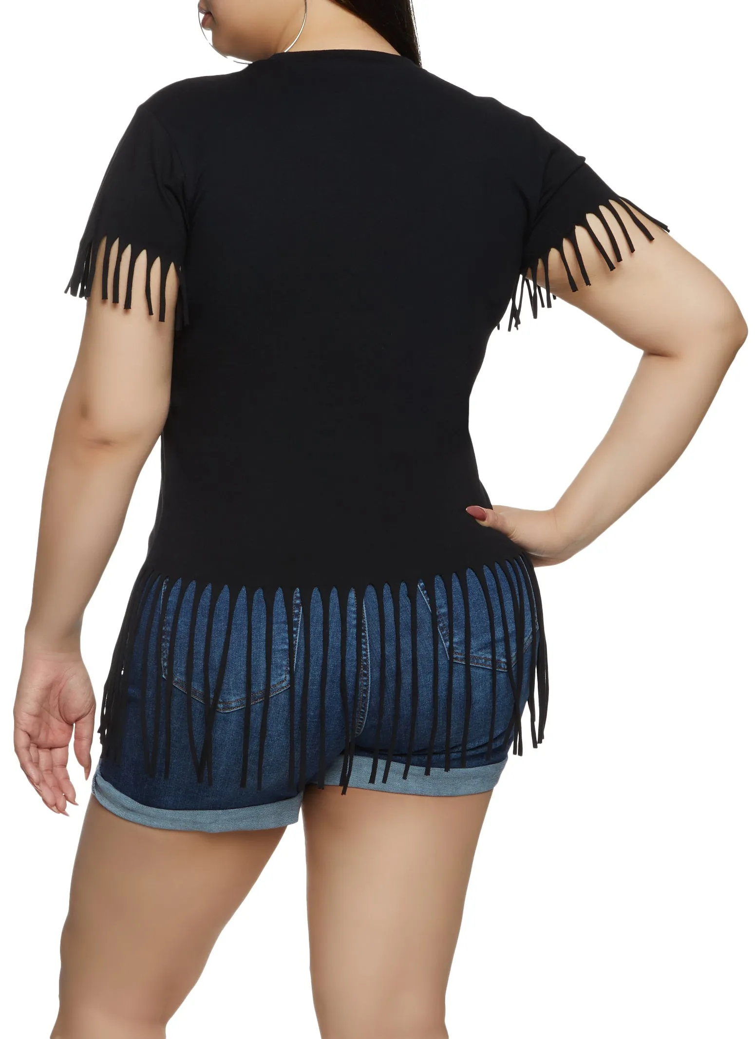 Plus Size Fringe Crew Neck T Shirt sold by Rainbow product image thumbnail 2