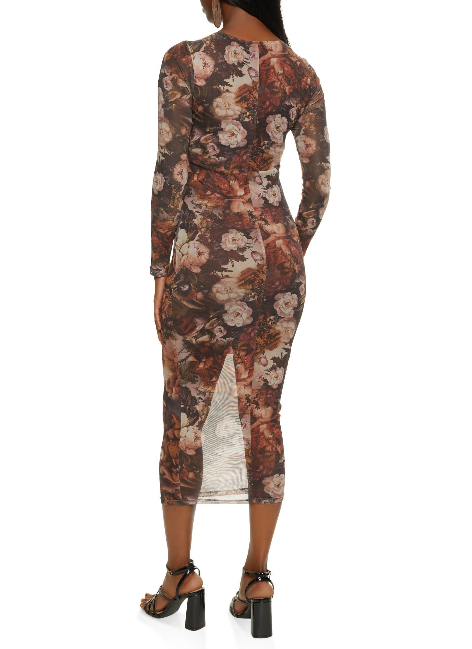 Floral Print Mesh Bodycon Dress sold by Rainbow product image thumbnail 5