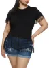 Plus Size Fringe Crew Neck T Shirt sold by Rainbow