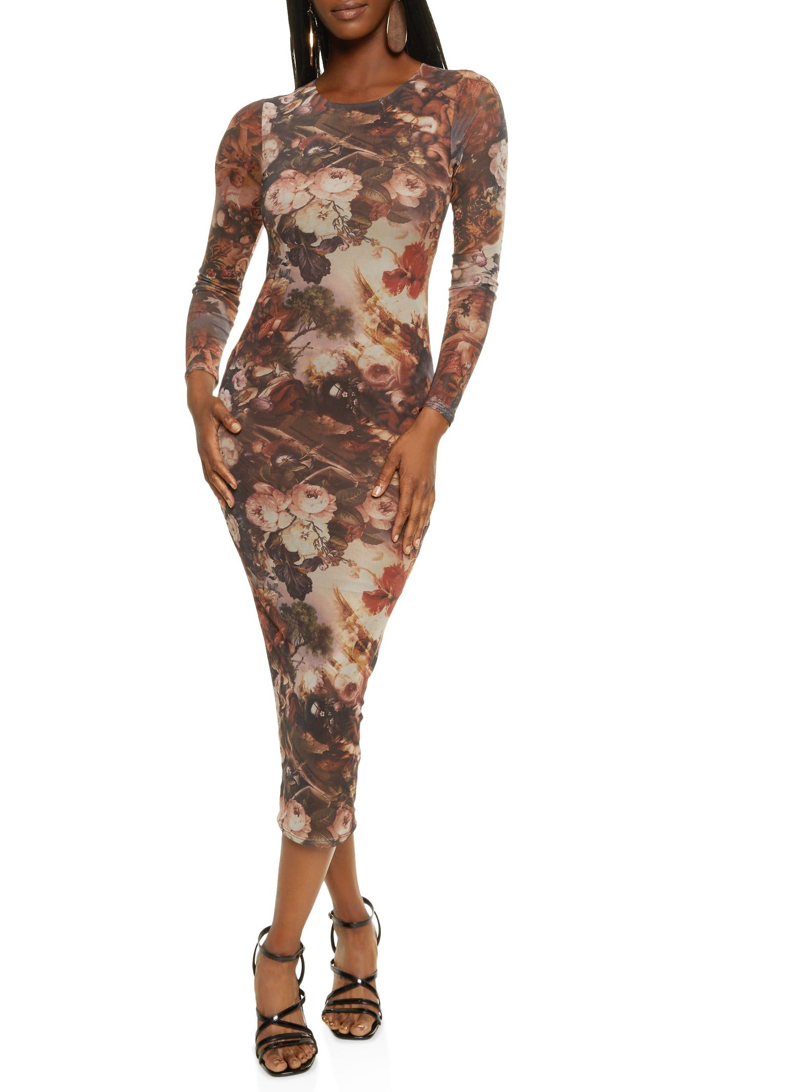 Floral Print Mesh Bodycon Dress sold by Rainbow product image thumbnail 3
