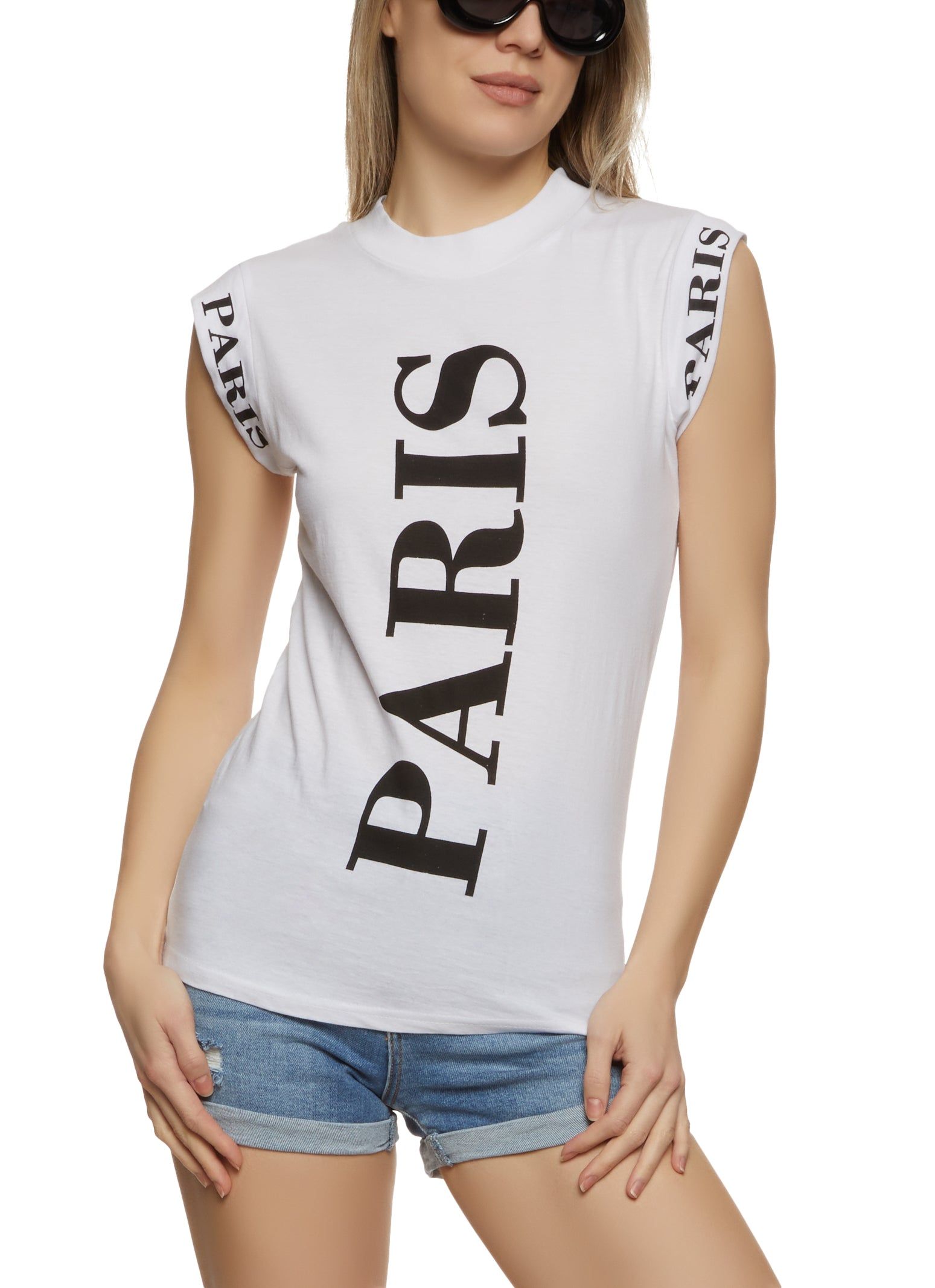 Paris Cap Sleeve Graphic Tee sold by Rainbow