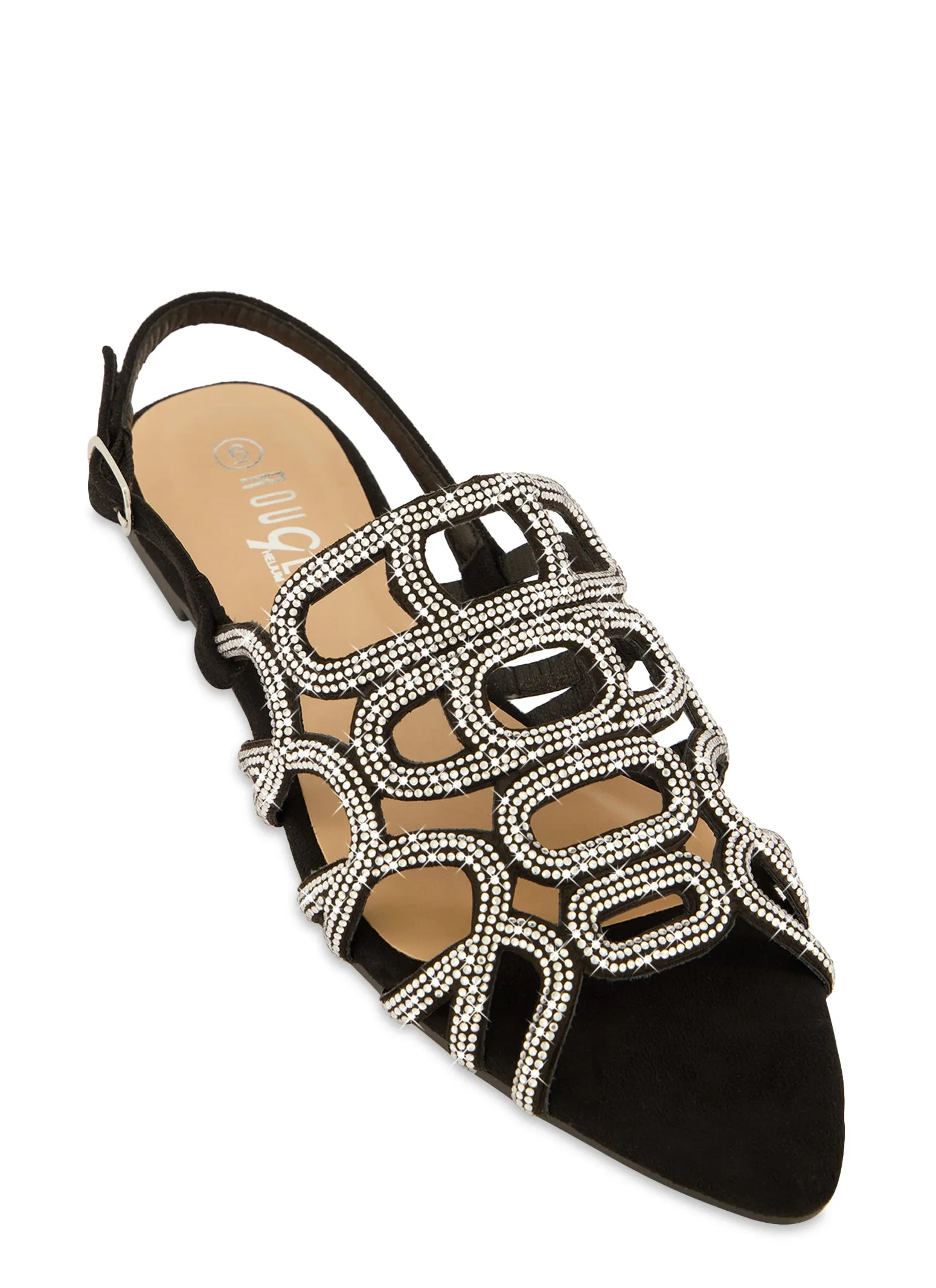 Caging Rhinestone Buckle Strap Sandals sold by Rainbow