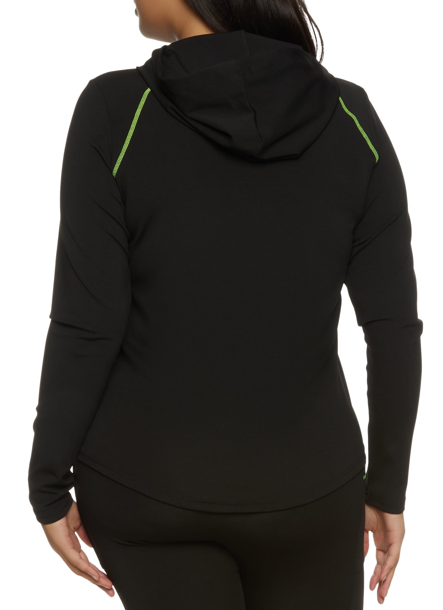 Plus Size Contrast Stitch Hooded Track Jacket sold by Rainbow product image thumbnail 3